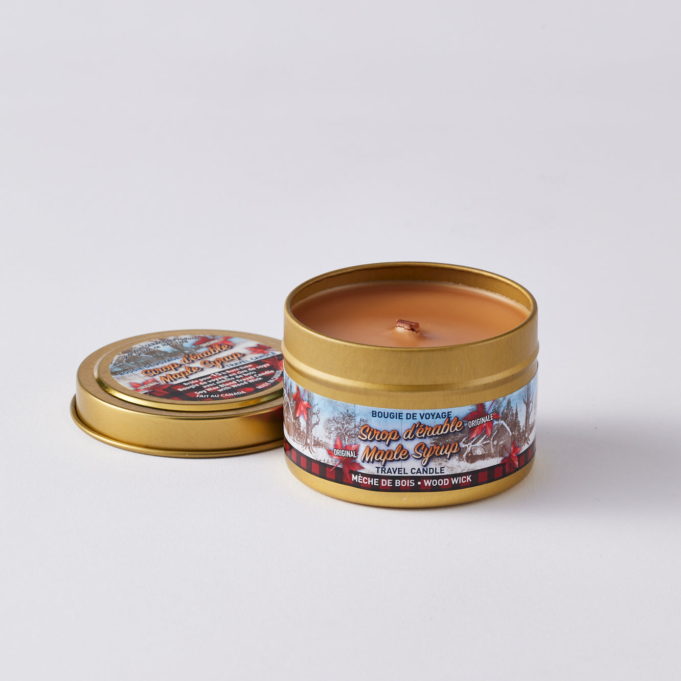 Maple Craft Foods Iconic Maple Syrup Candle w/Artisan Wood Wick, small size