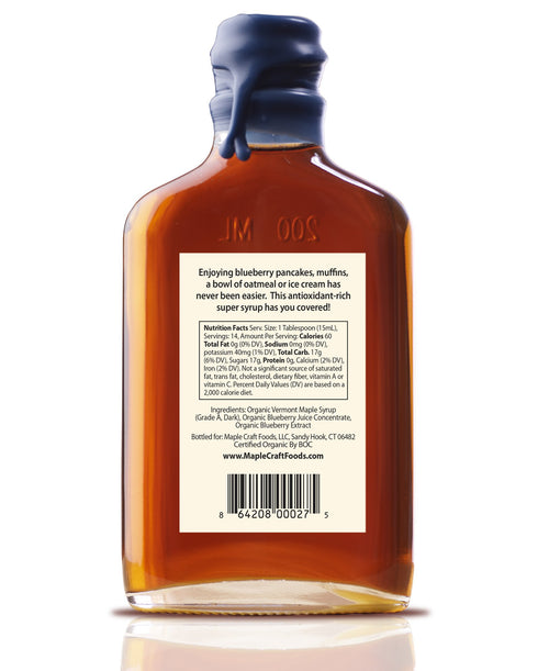 Maple Craft Foods Blueberry Maple Craft Syrup, back label