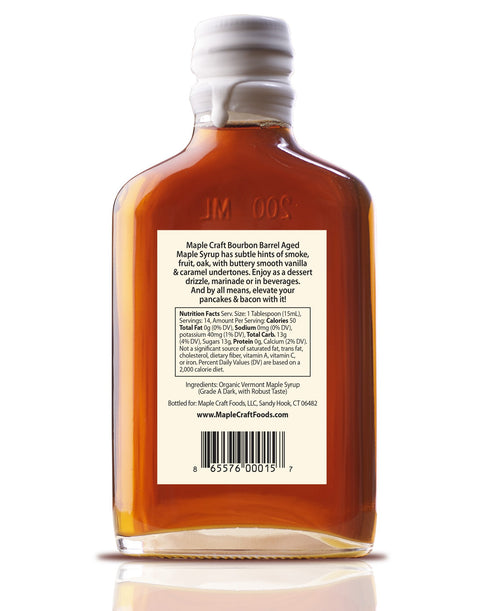 Maple Craft Foods Bourbon Barrel Aged Maple Craft Syrup, back label