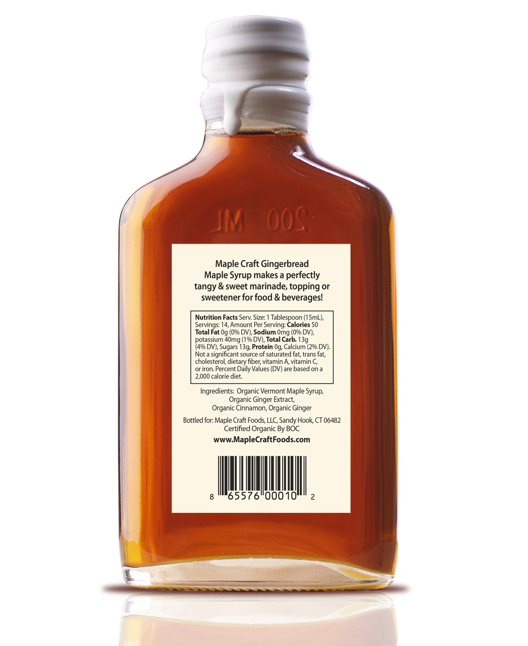 Maple Craft Foods Gingerbread Maple Craft Syrup, back label