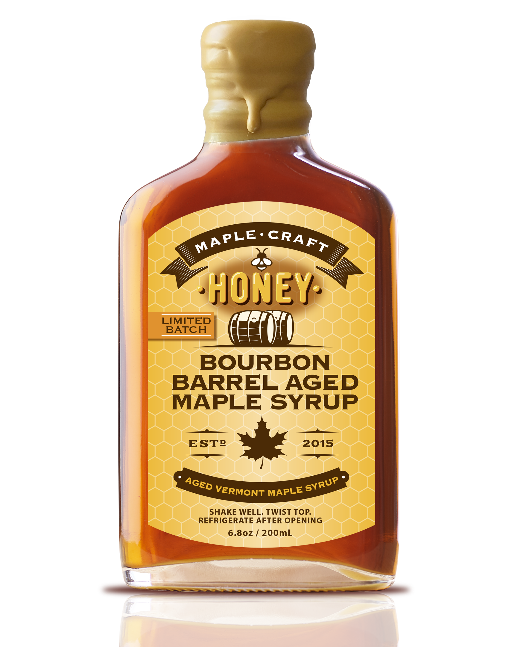 Maple Craft Foods Honey-Infused Bourbon Barrel Aged Maple Craft Syrup, product photo