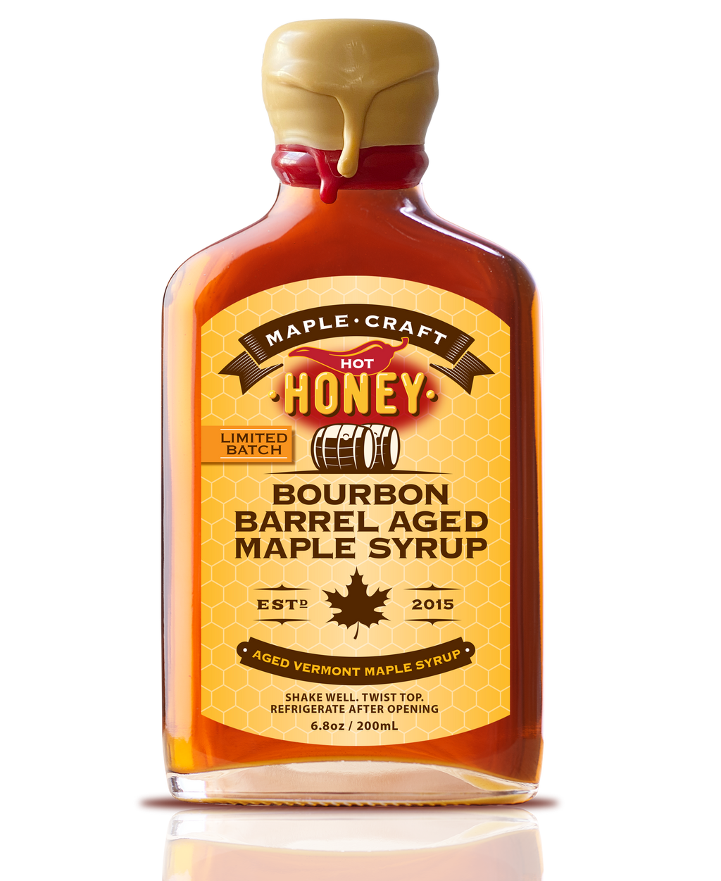 Maple Craft Foods Hot Honey Bourbon Barrel Aged Maple Craft Syrup, product photo