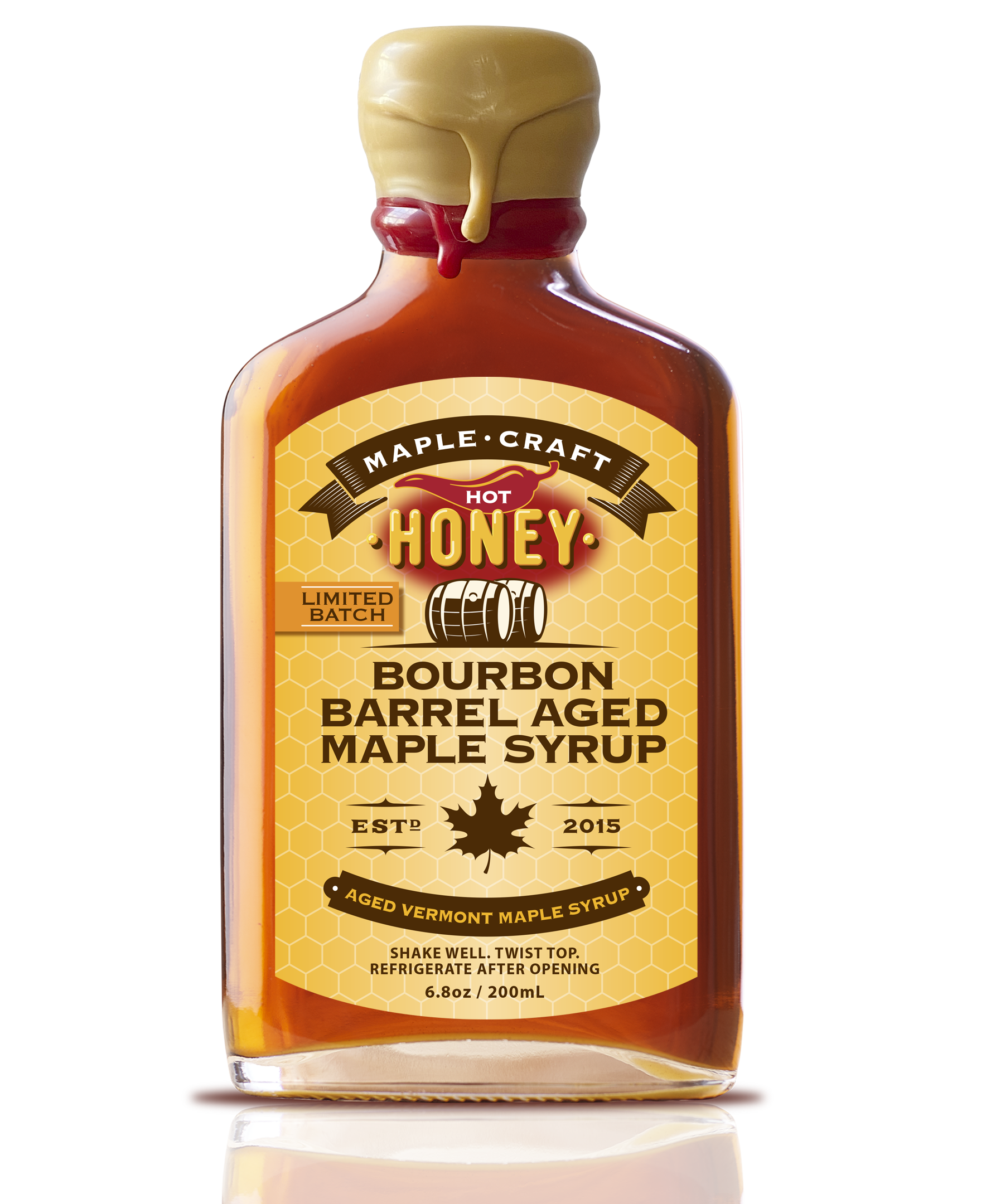 Maple Craft Foods Hot Honey Bourbon Barrel Aged Maple Craft Syrup, product photo